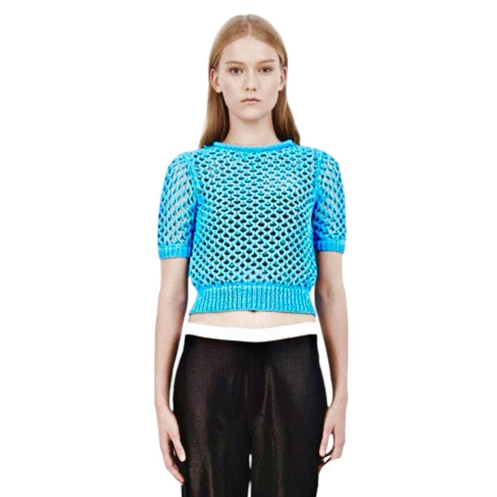 T by Alexander Wang sheer blue chunky knit tshirt Size XS
